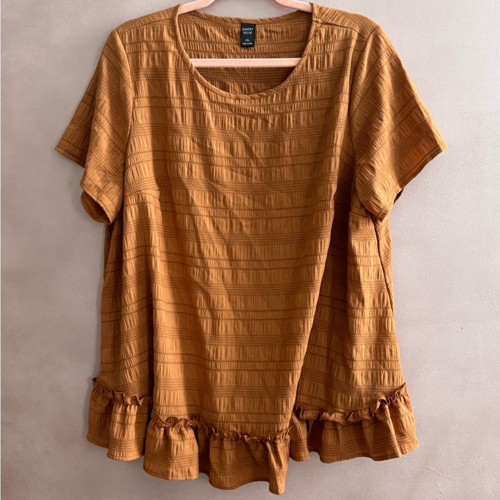 Boho Rust Loose Flowy Top Sz 2X EUC